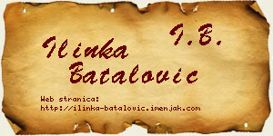 Ilinka Batalović vizit kartica